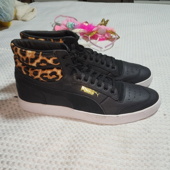PUMA NWT MENS SZ 17 RALPH SIMPSON MID WILD LEOPARD BASKETBALL SNEAKER SHOES - Picture 1 of 9